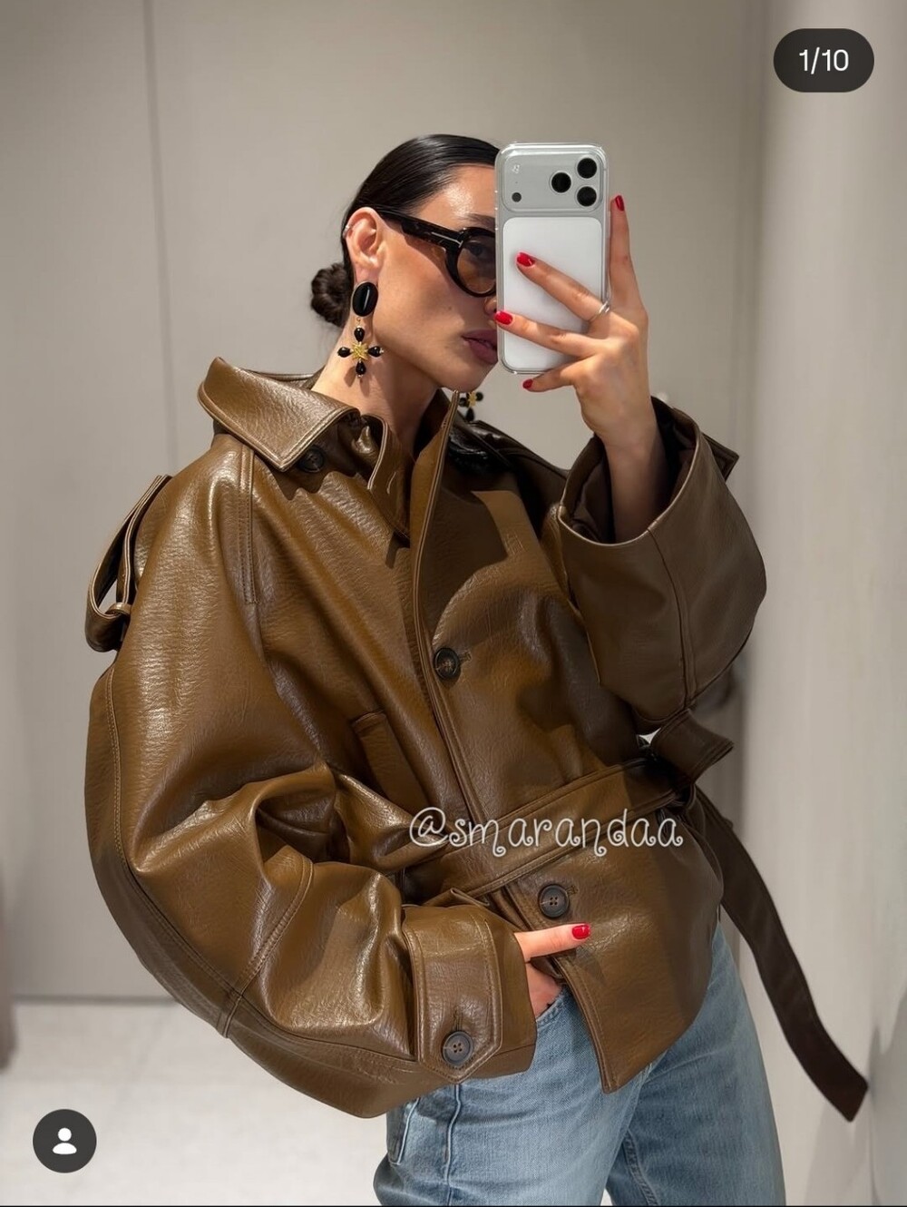 ZARA FAUX LEATHER SHORT TRENCH COAT JACKET TAN NEW